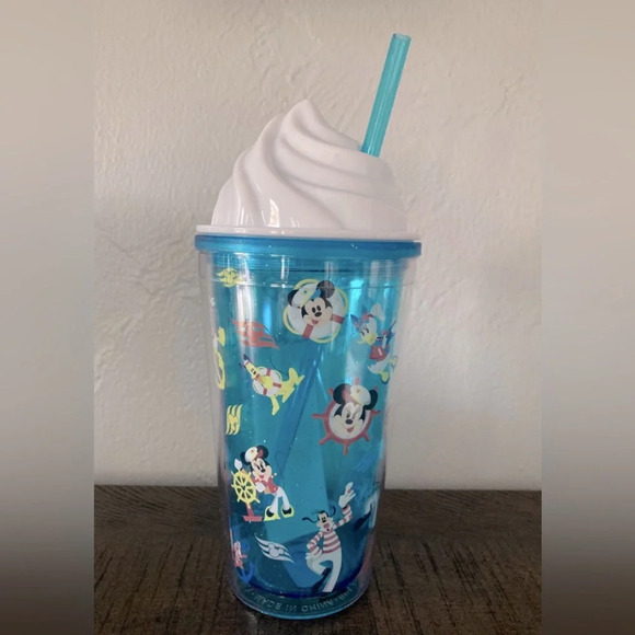 Disney Cruise Line Ice Cream Dome Blue Tumbler with Straw - Picture 6 of 6